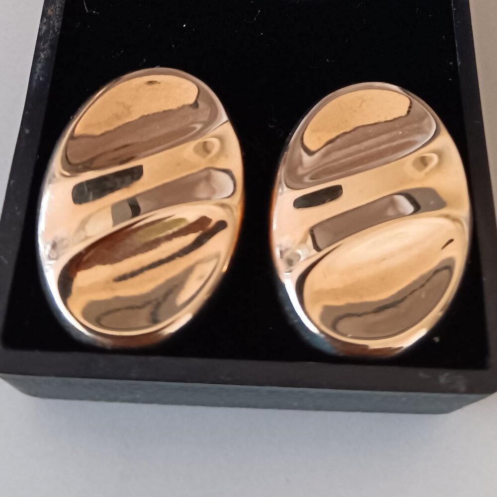 14KT Fine Gold High Polished Oval Stud Earrings